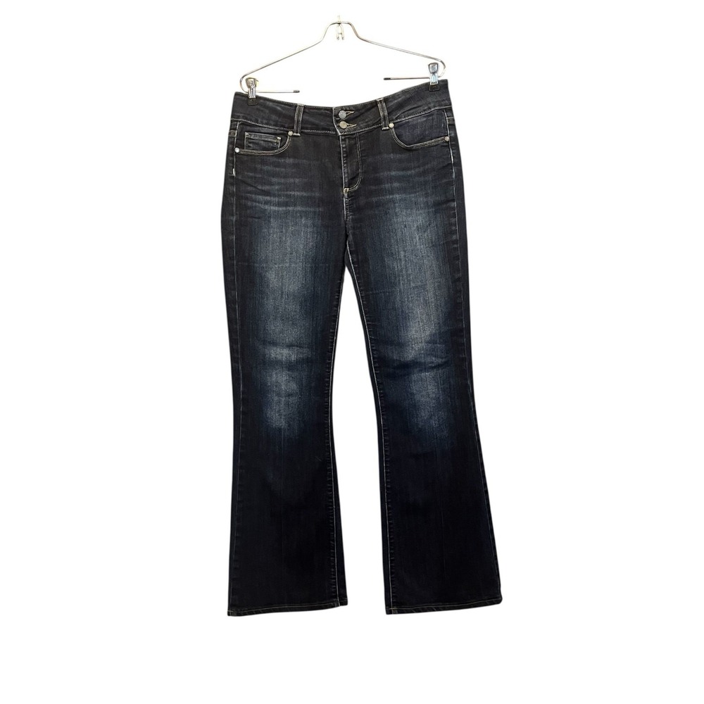 Paige Hidden Hills Bootcut Jeans Womens 31 Dark Wash Blue Double Button USA